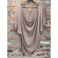 Lavish Plus Womens Taupe Cowl Neck Dolman Sleeve Tunic Top 2X Ruched Side