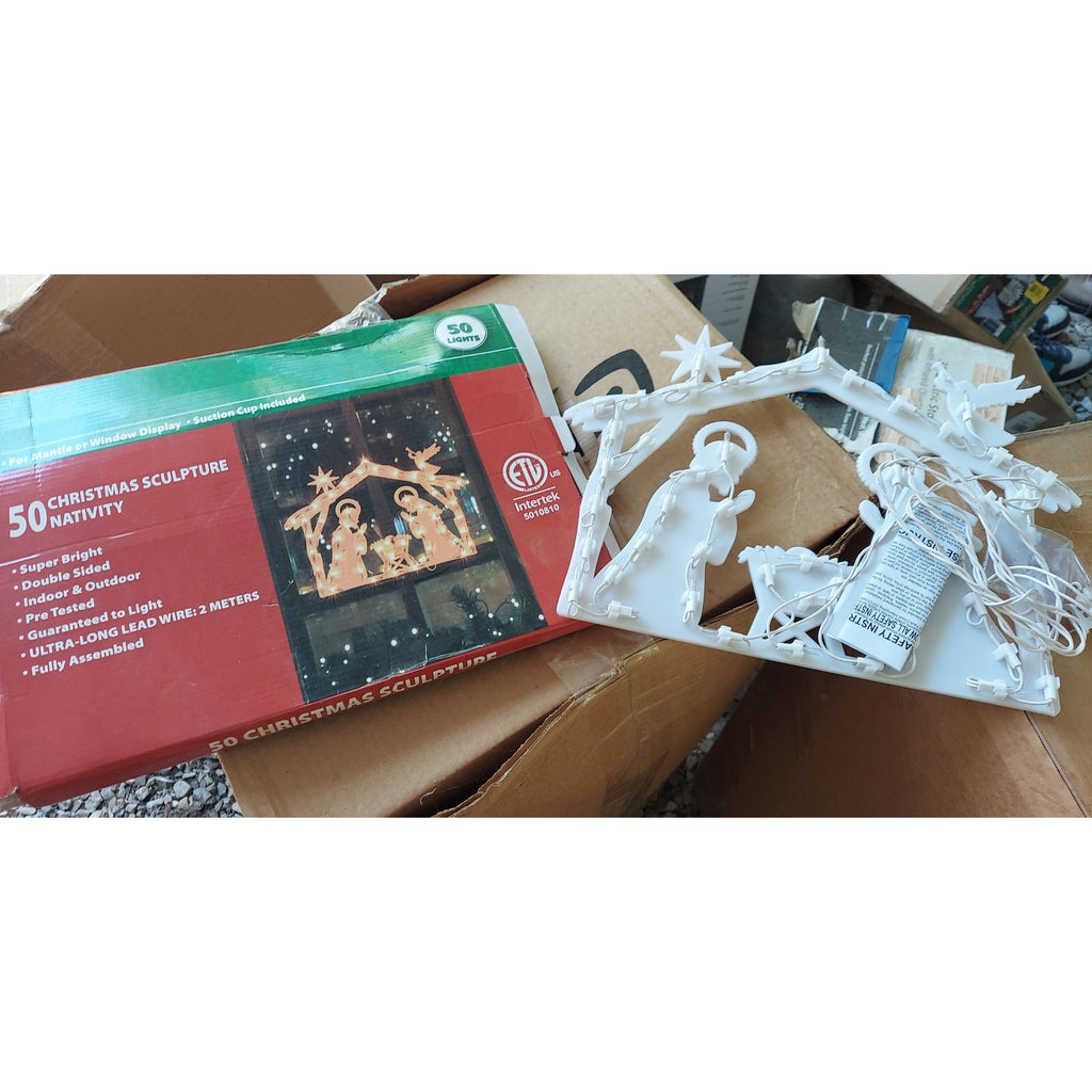 Christmas Nativity Scene 50 Lights Indoor Outdoor Double Sided Window Sculpture