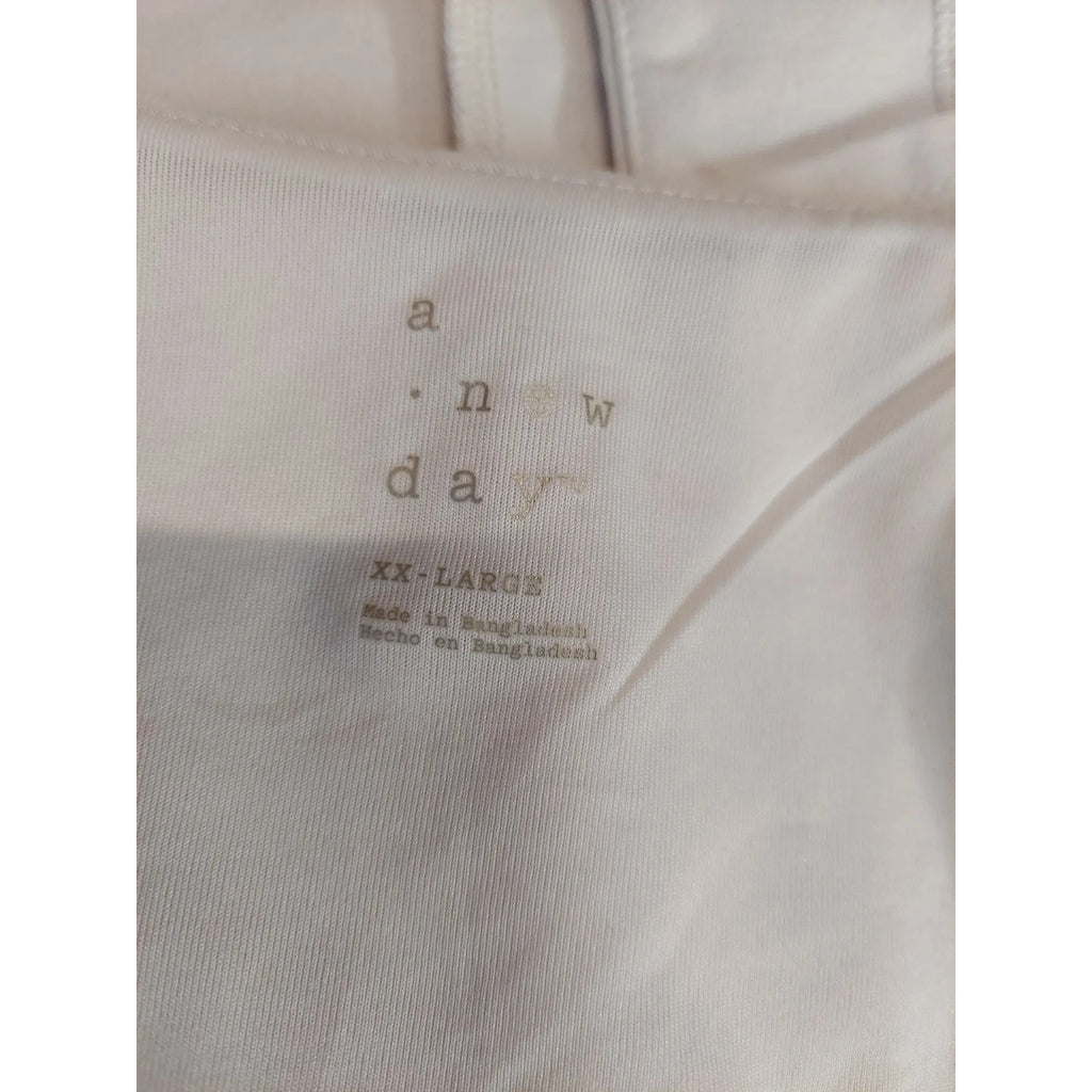 A New Day Womens Tank Top Blouse XXL Cream Scoop Neck Button Front