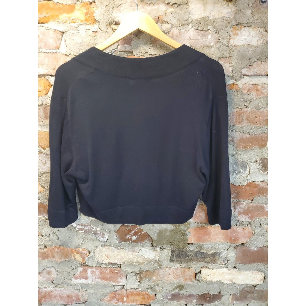 B Darlin Womens Shrug Cardigan M Black Open Front Cropped Long Sleeve