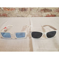 Lot of 2 Unisex Sunglasses White Retro Rectangle Blue Black Lens UV