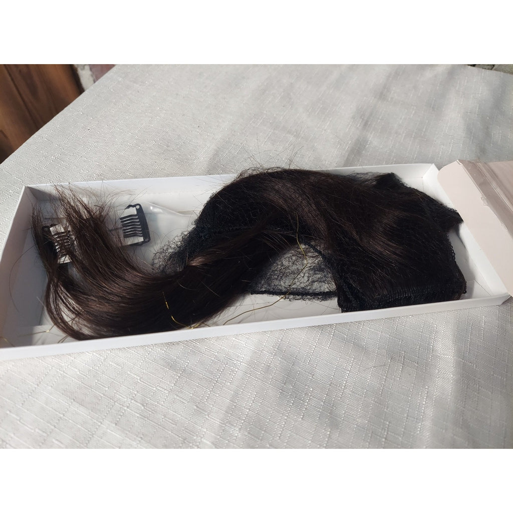 WENAET Straight Clip In Hair Extensions Dark Brown 10 Inch Length