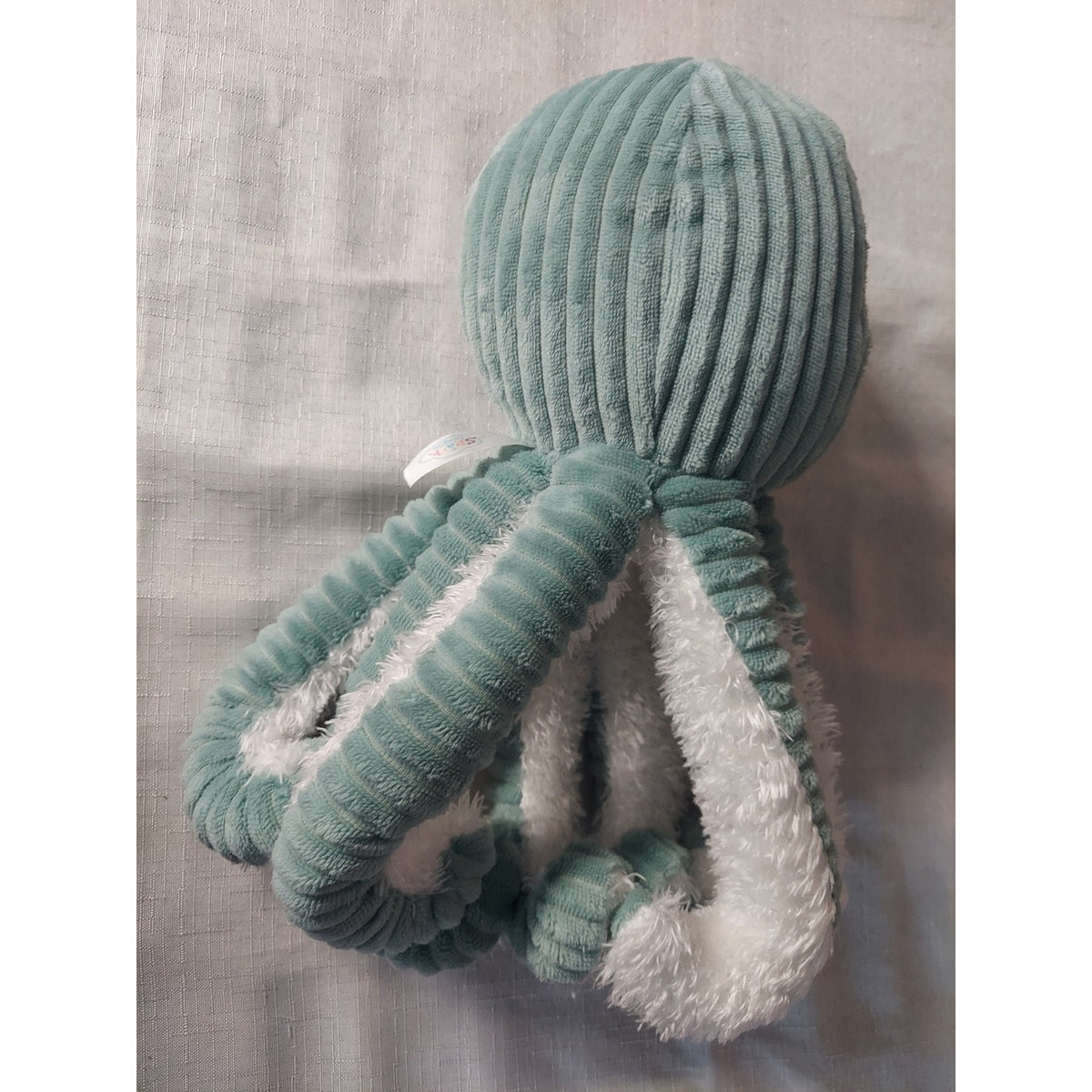 Plush Octopus Stuffed Animal Mint Green White Soft Corduroy Fluffy Toy Kids