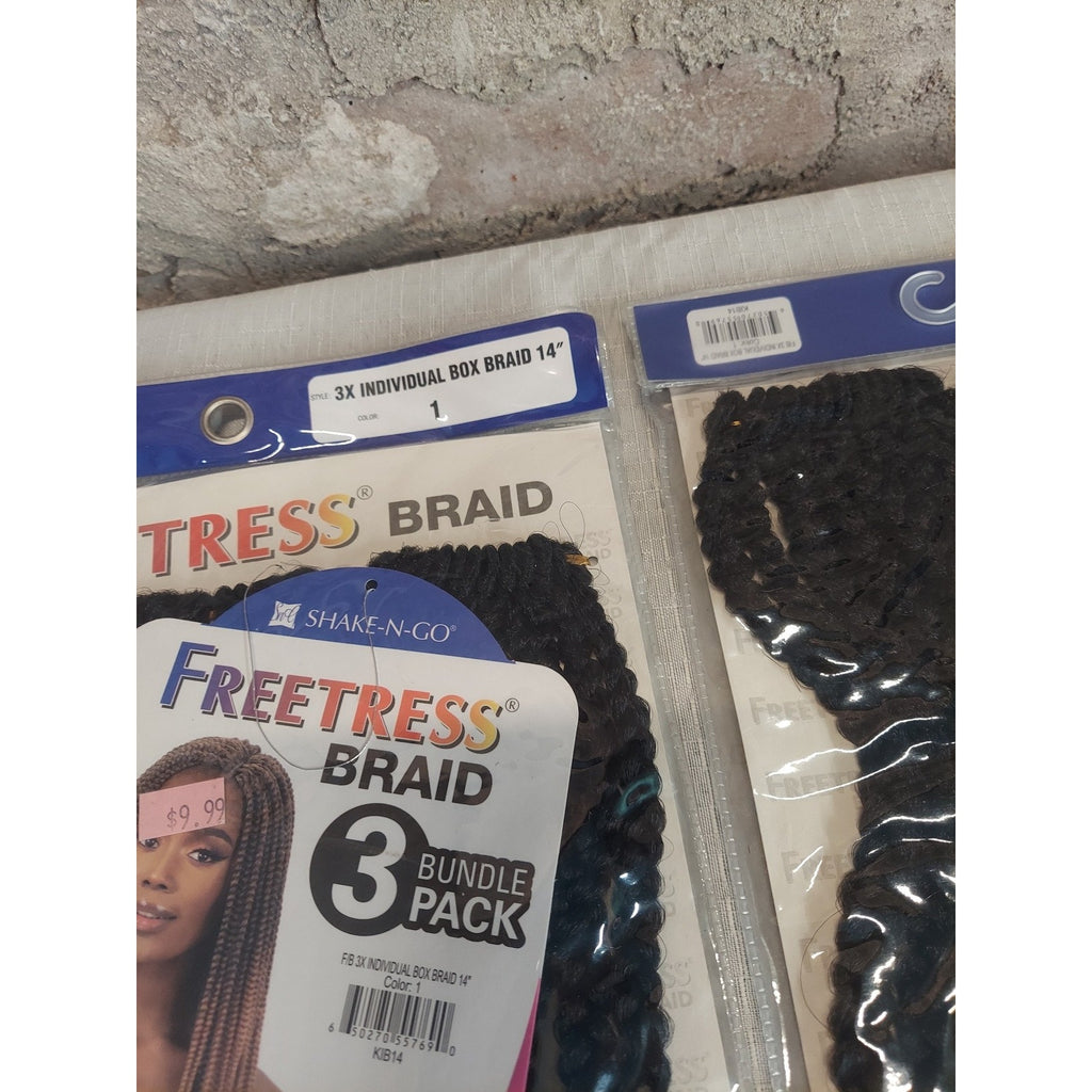 Freetress Braid 3x Individual Box Braid 14 Inch Color 1 3 Bundle Pack Lot of 3