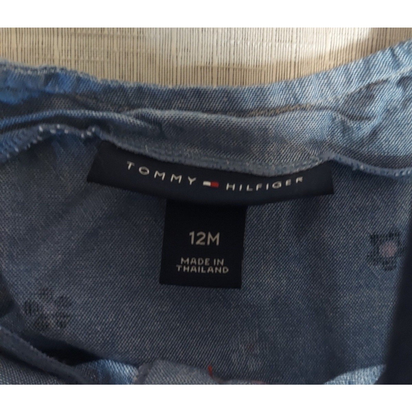 Tommy Hilfiger Baby Girl Floral Denim Dress 12M Sundress Striped Straps