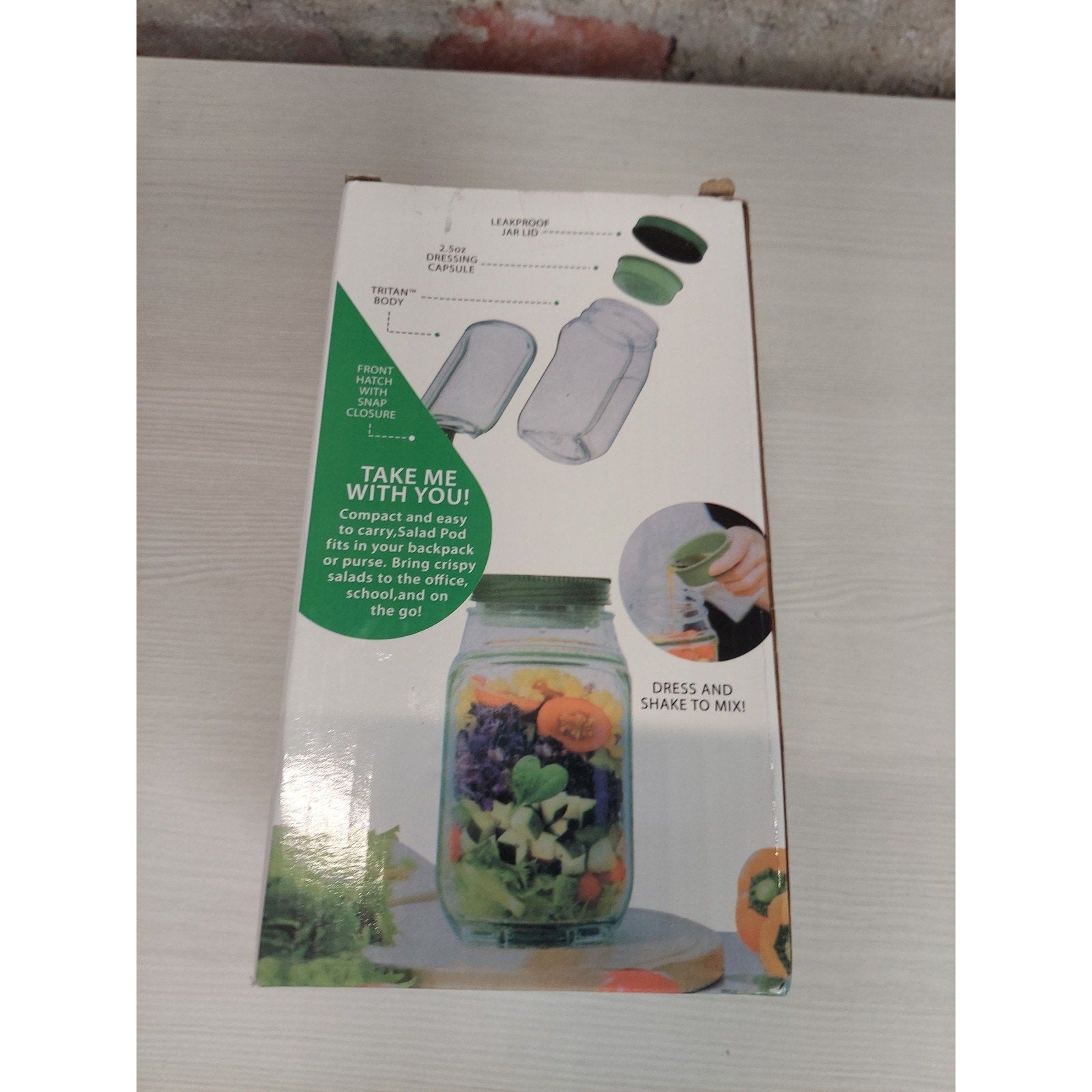 Salad Container Dressing Cup Leakproof Portable Lunch Box Tritan Green