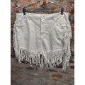 American Bazi Womens Fringe Jean Shorts Size 2X White Denim Cutoff Boho Festival