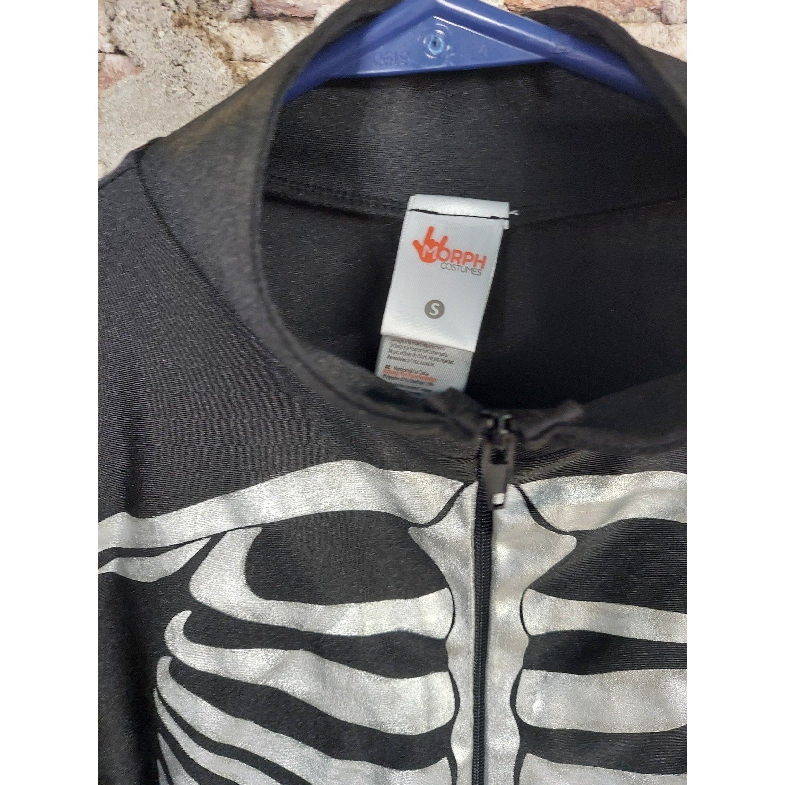 Morph Costumes Womens Skeleton Costume Bodysuit S Black White Mock Neck Long