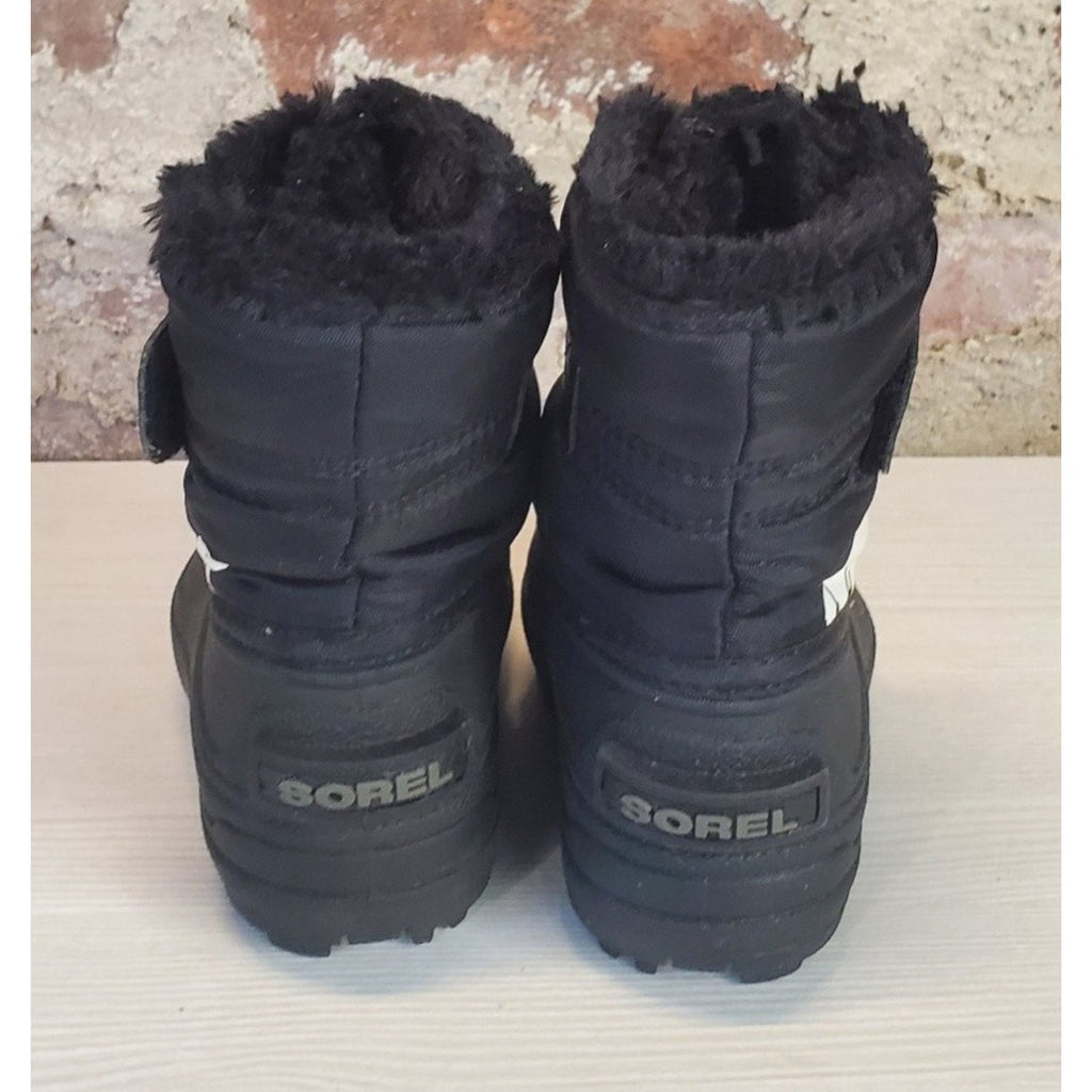Sorel Kids Snow Winter Boots Size 6 Black Faux Fur Lined Waterproof Warm