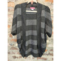 Demanding Saywhat Womens Small Gray Black Striped Short Sleeve Open Front Knit
