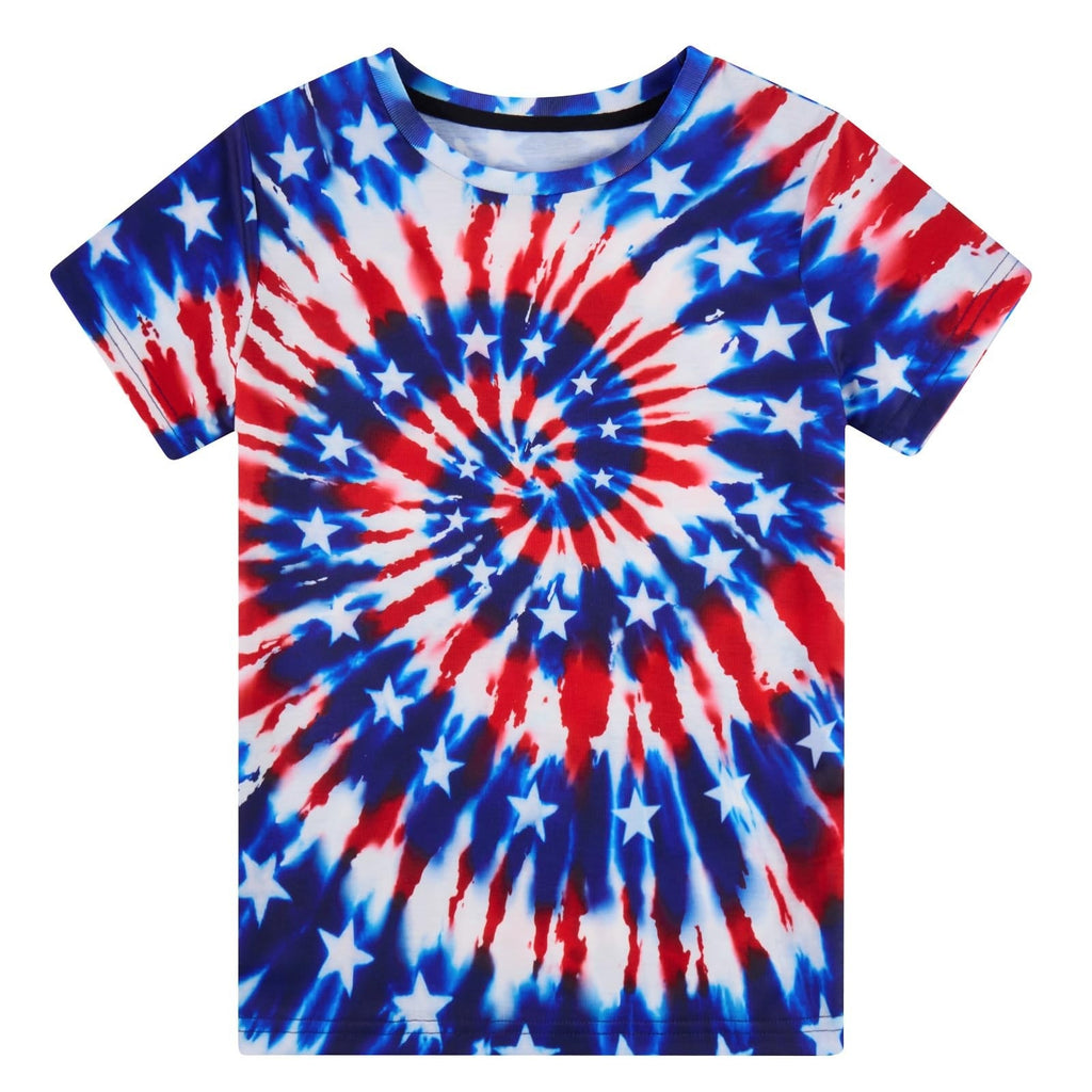 Enlifety Kids T Shirt Size 9 12 Patriotic Fourth of July Tie Dye Red White Blue