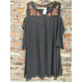 Sh by Shy Dress Womens 2X Black Cold Shoulder Lace Yoke Embroidered Flowy NWT