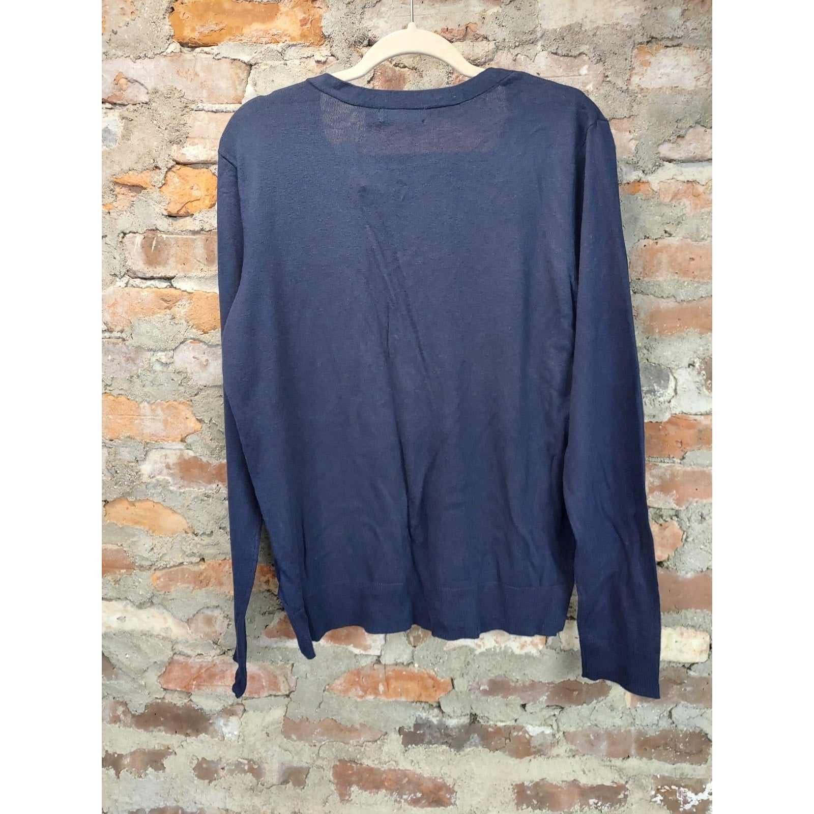 New York Company 7th Avenue Womens Cardigan XL Navy V Neck Long Sleeve Button Up