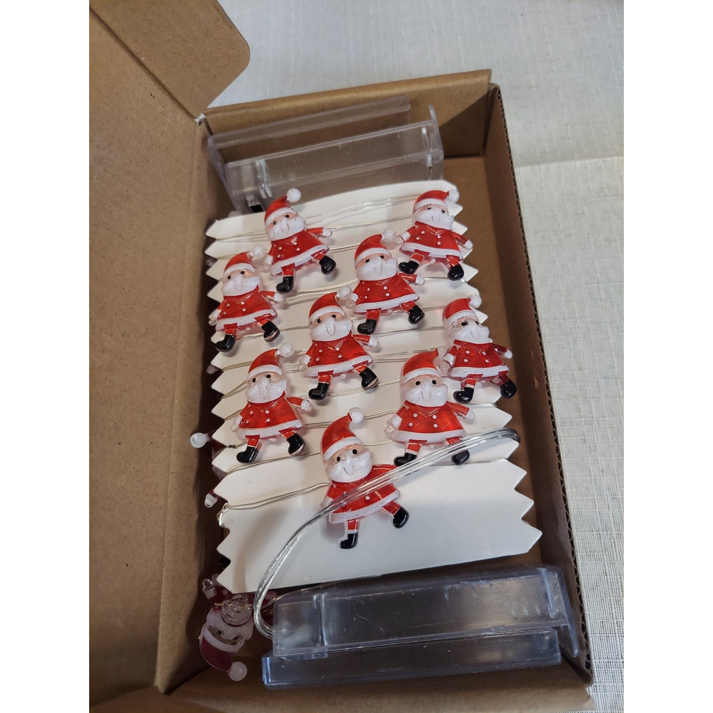 Christmas Santa Claus LED String Lights Battery Operated Holiday Decor 2 Pack