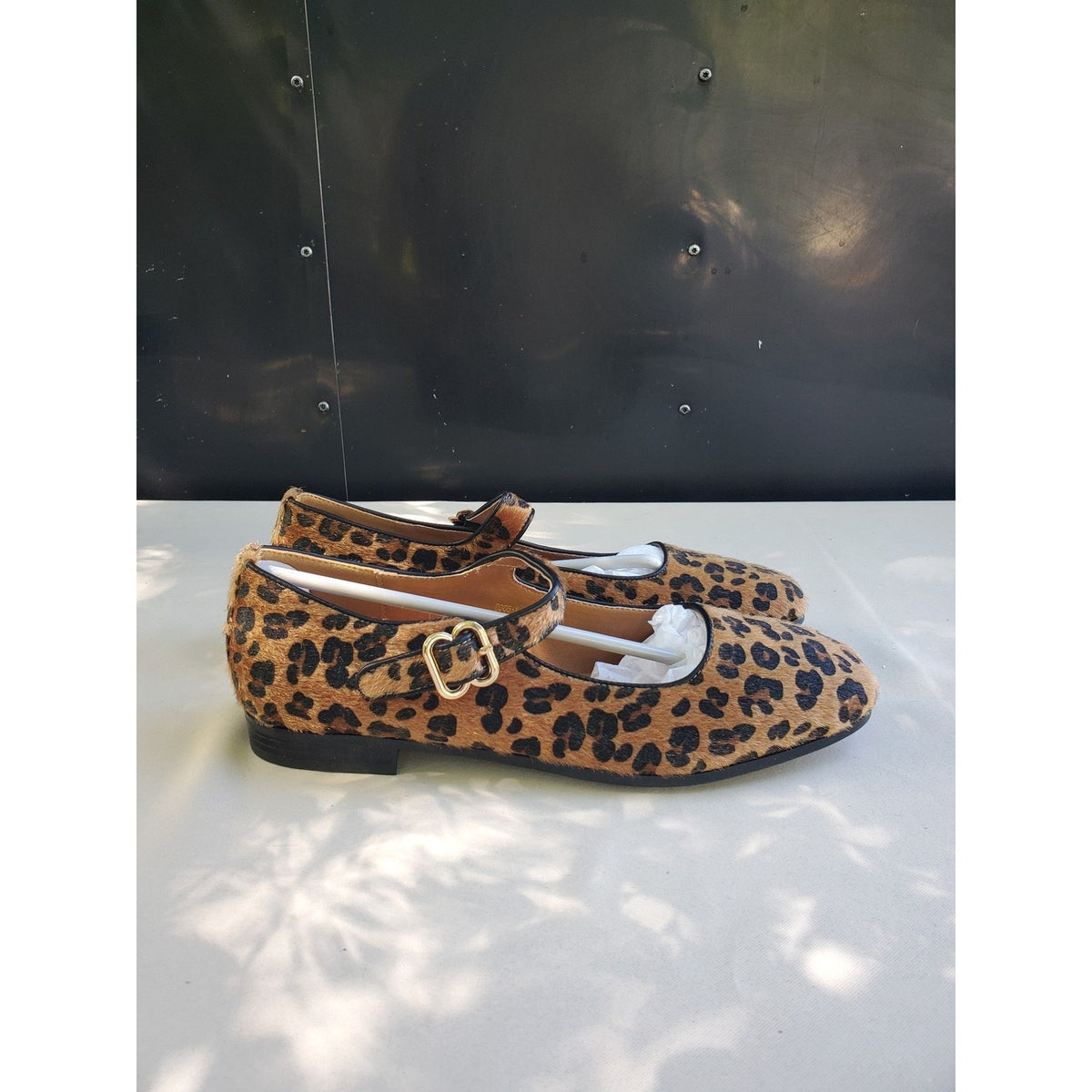 Womens Mary Jane Flats Leopard Print Size 10 Buckle Strap Animal Print
