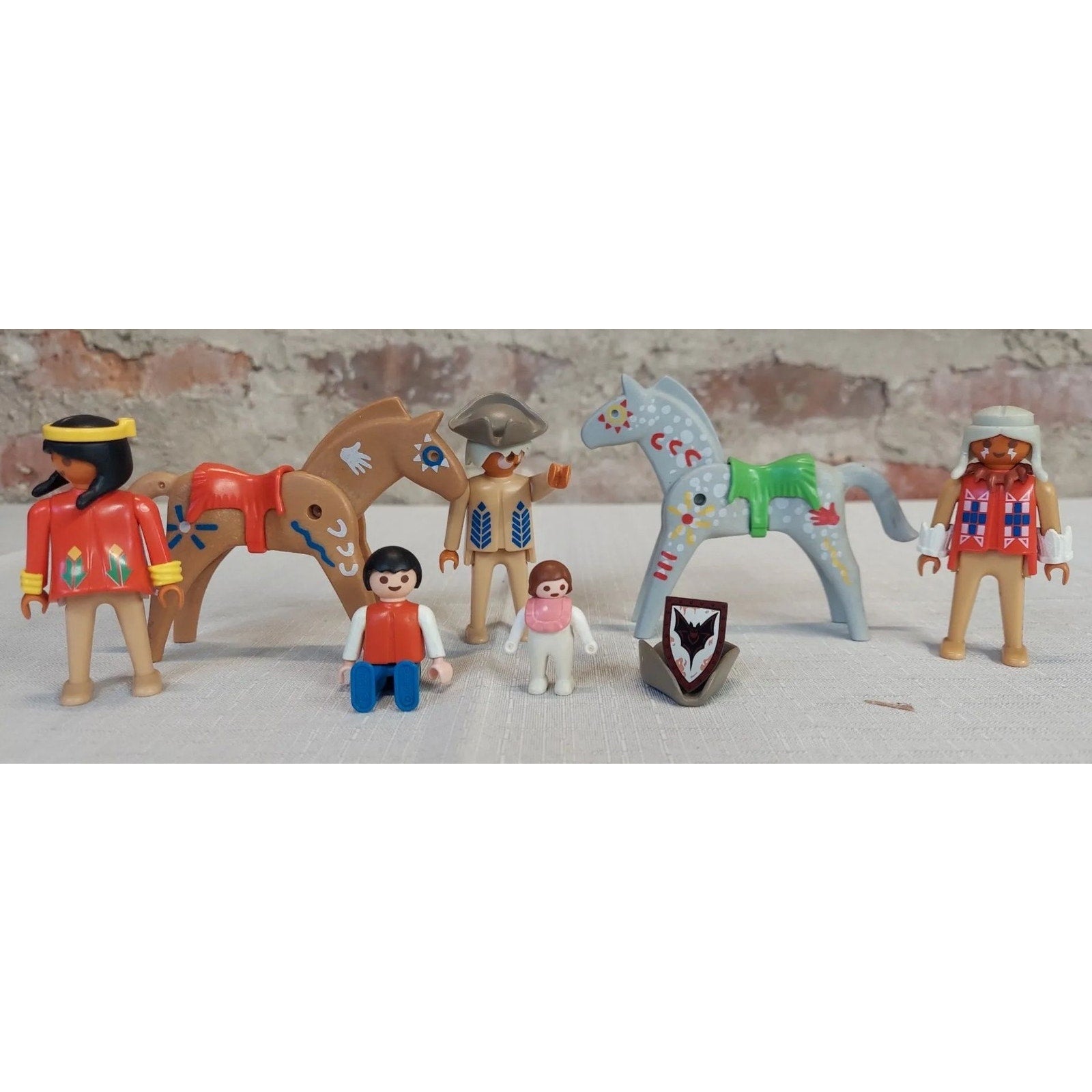 Playmobil Native American Indian Figures Lot 2 Horses Family Vintage Toys Set