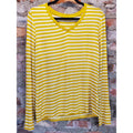Kmart Womens Long Sleeve V Neck T Shirt Large Yellow White Striped NWT