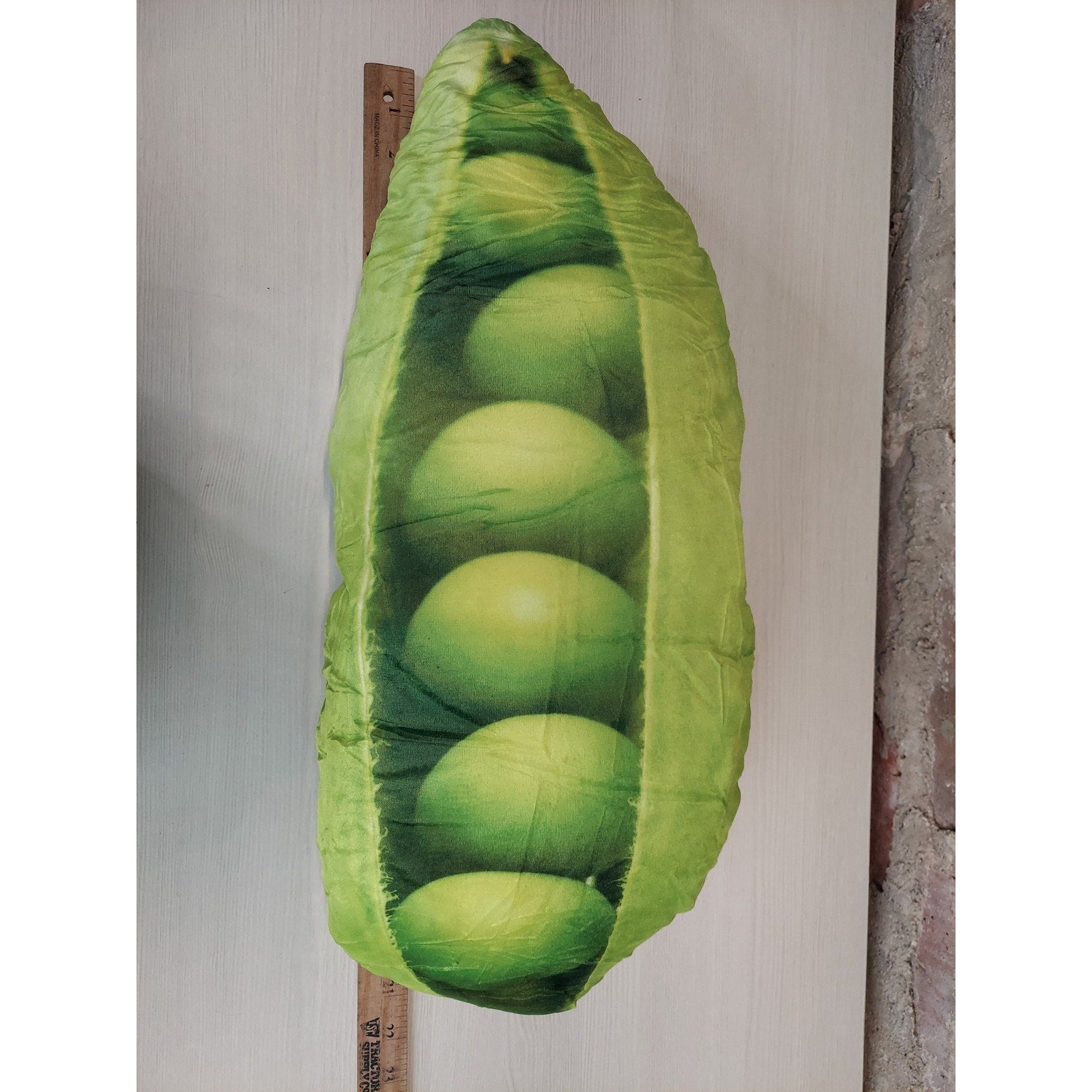 Pea Pod Plush Pillow Large 24 Inch Green Novelty Food Decor Kids Room