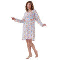 Keytime Womens Nightgown Large Blue Orange Floral Print Long Sleeve