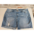 Lane Bryant Womens Denim Shorts Sz 18 Light Wash Blue Distressed Ripped Raw Hem