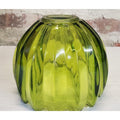Green Ribbed Ruffled Glass Light Lamp Shade Globe Ceiling Fan Vintage 5 Inch