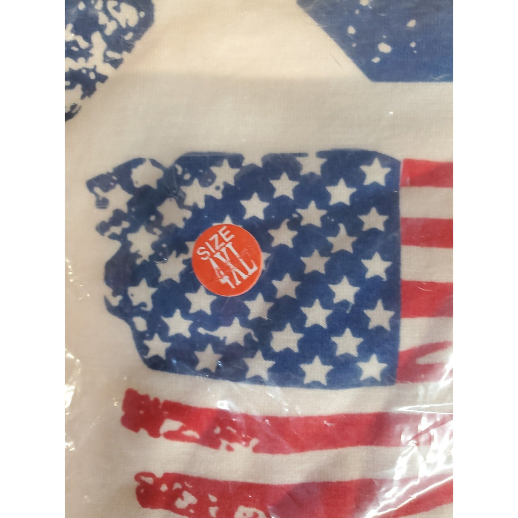 Womens Tank Top 4XL Beige USA Flag Distressed Patriotic Print Top