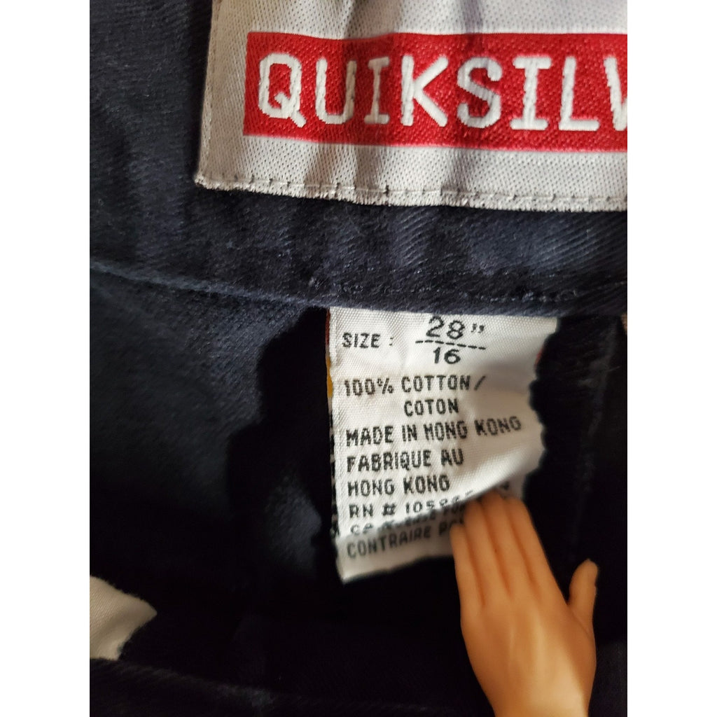 Quiksilver Boys Cargo Shorts 16 28 Waist Navy Blue Cotton Zipper Pockets