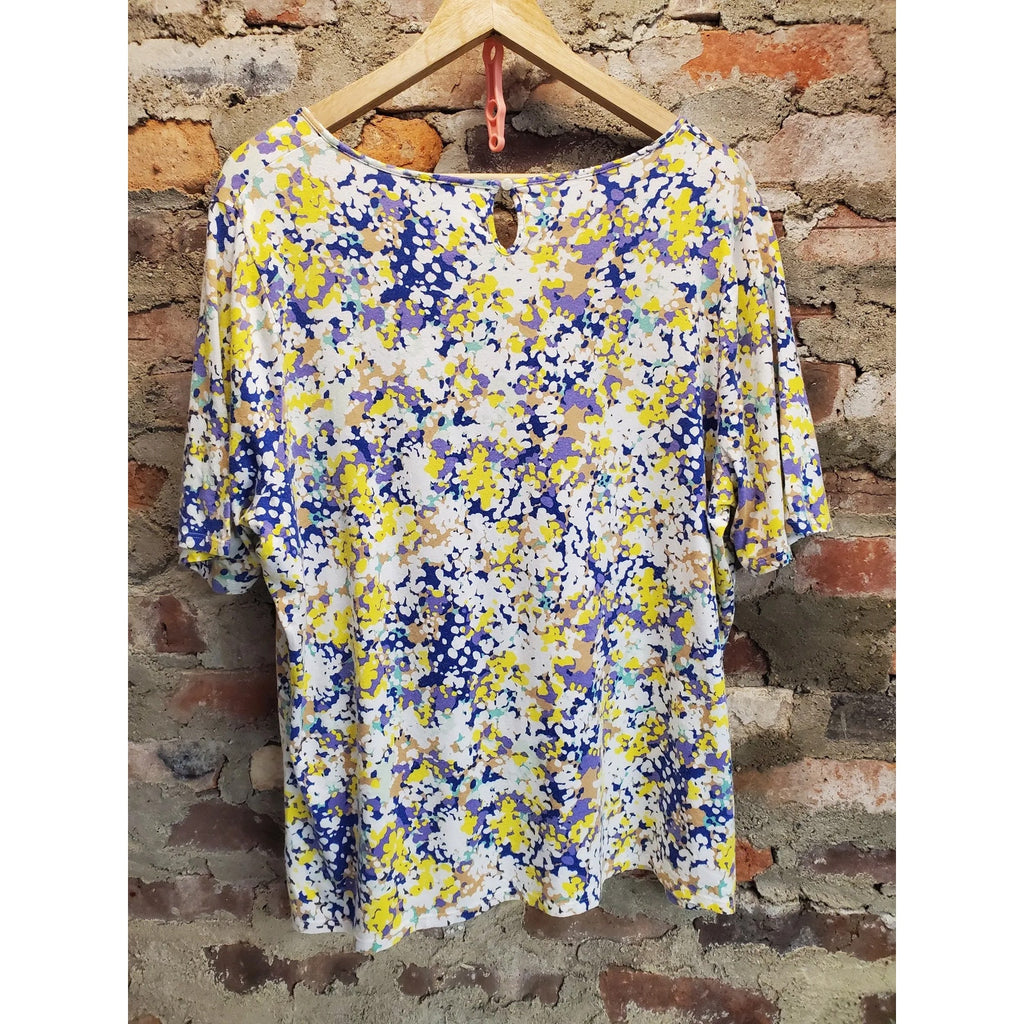 Talbots Woman Womens Top Blouse Size 1X Plus Multicolor Abstract Print Knit