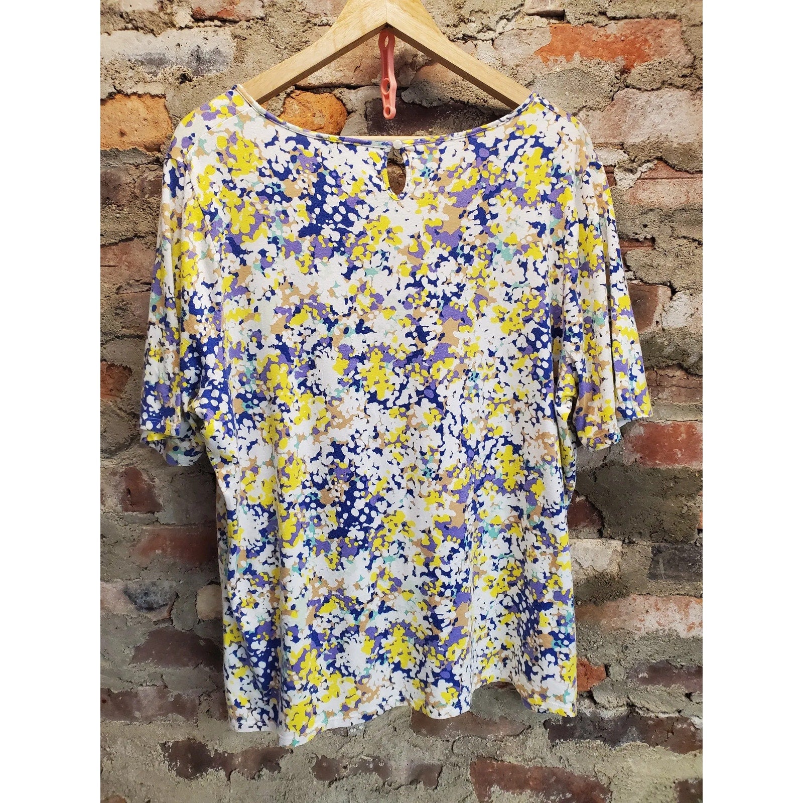 Talbots Woman Womens Top Blouse Size 1X Plus Multicolor Abstract Print Knit