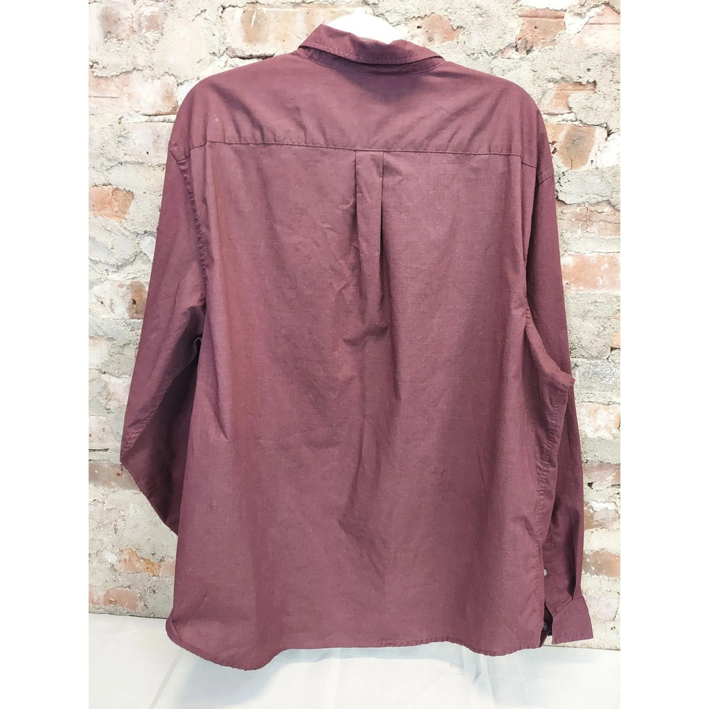 Old Navy Mens Button Down Shirt Slim Fit XXL Long Sleeve Burgundy Red Casual