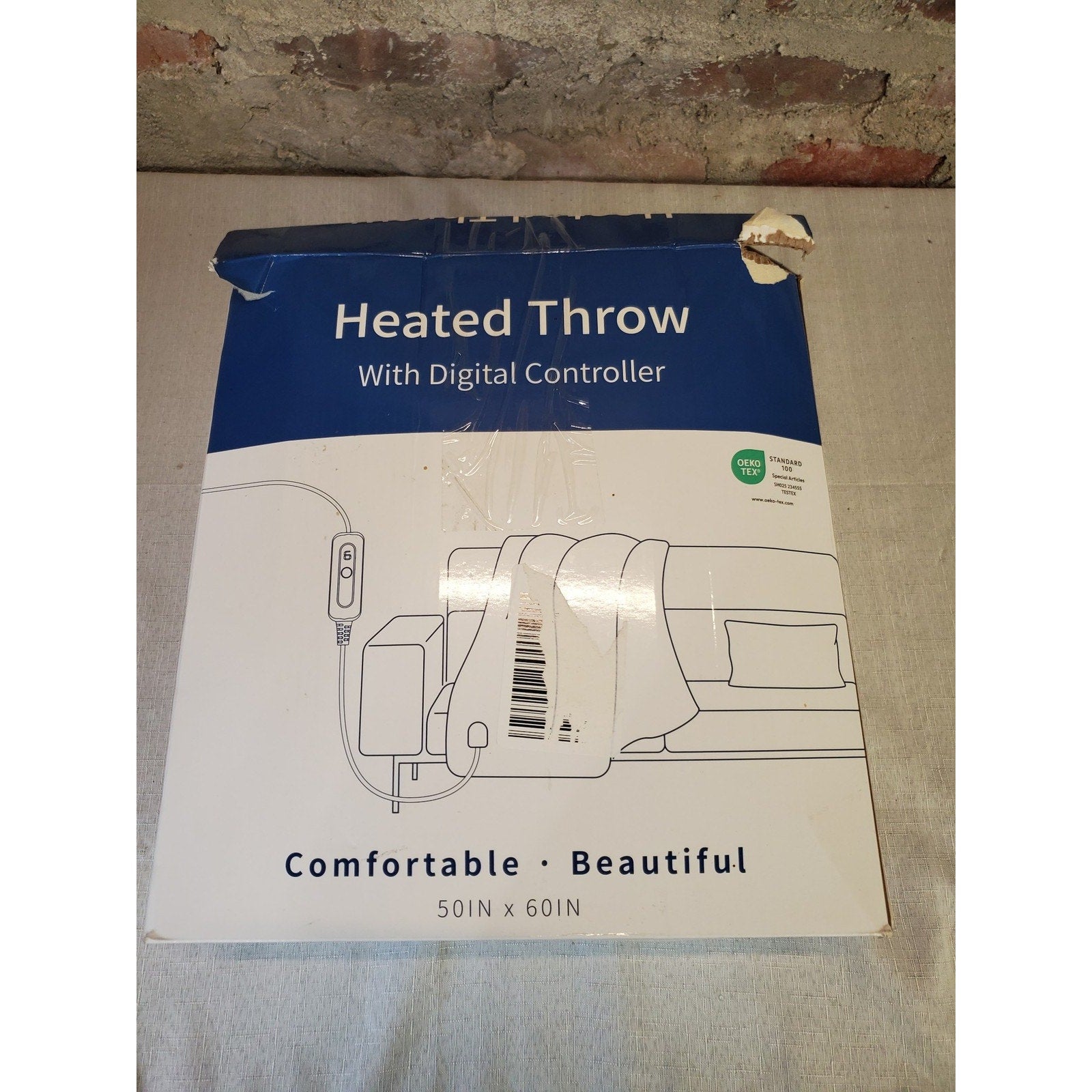 Heated Throw Digital Controller Blanket 50x60 Inches Gray Fleece Sherpa