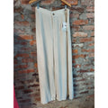 Fashion Womens Wide Leg Pants XL Cream Cotton Linen Blend Elastic Waist Casual