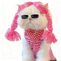 HenPom Pet Cosplay Wig Cat Dog Pink Braids Funny Costume Hair Photo Prop