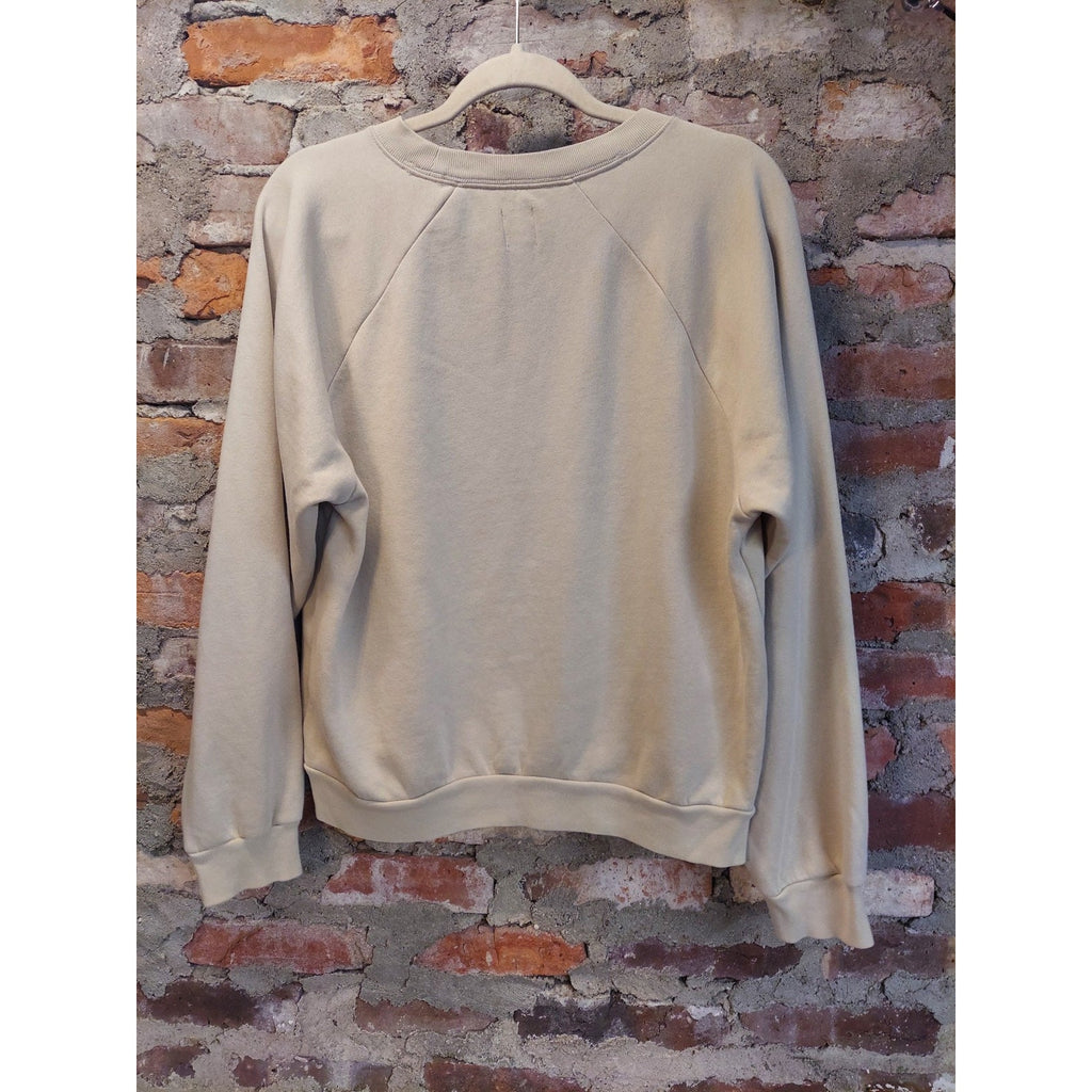 GAP Unisex Sweatshirt S Tan Raglan Crewneck Pullover Long Sleeve Fleece