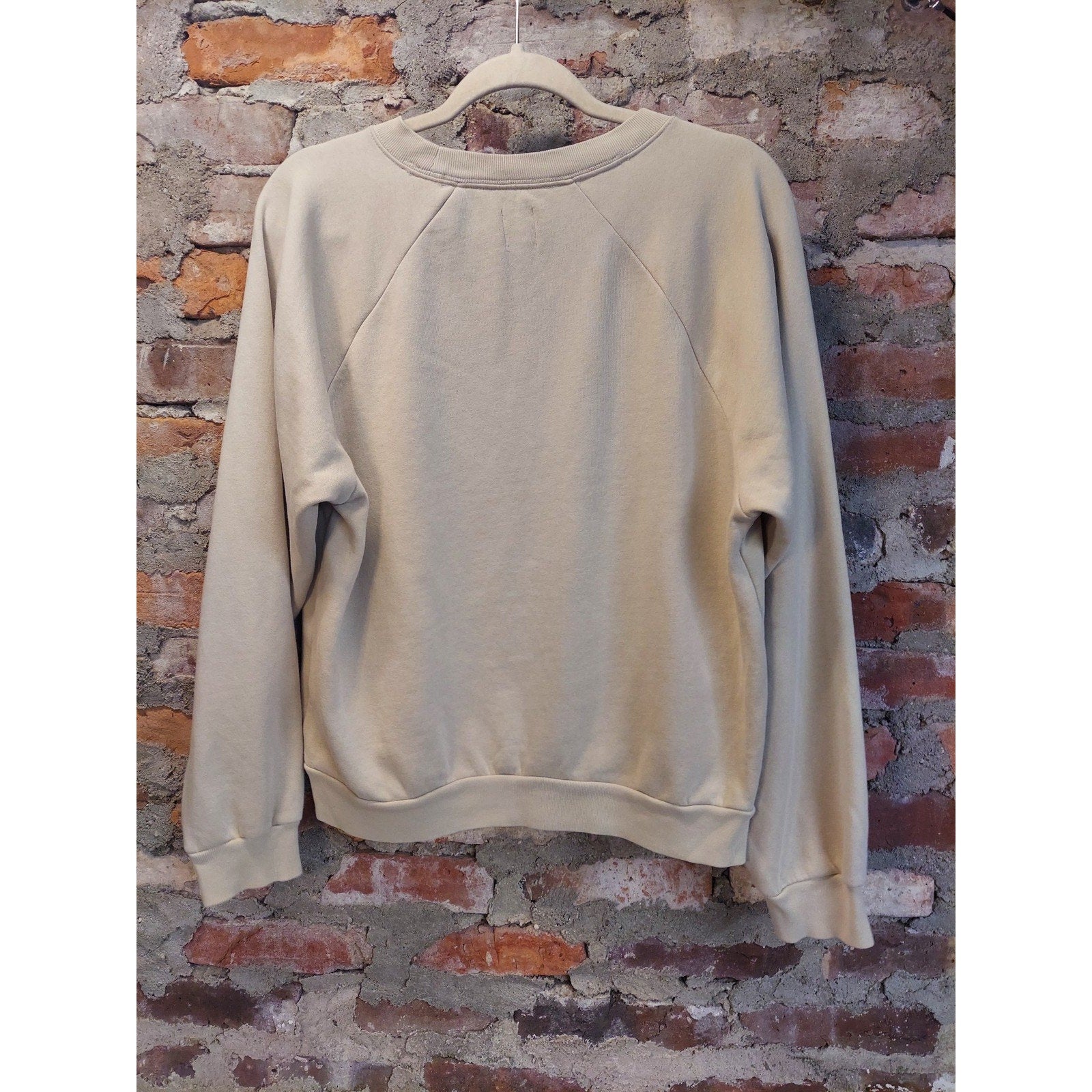 GAP Unisex Sweatshirt S Tan Raglan Crewneck Pullover Long Sleeve Fleece