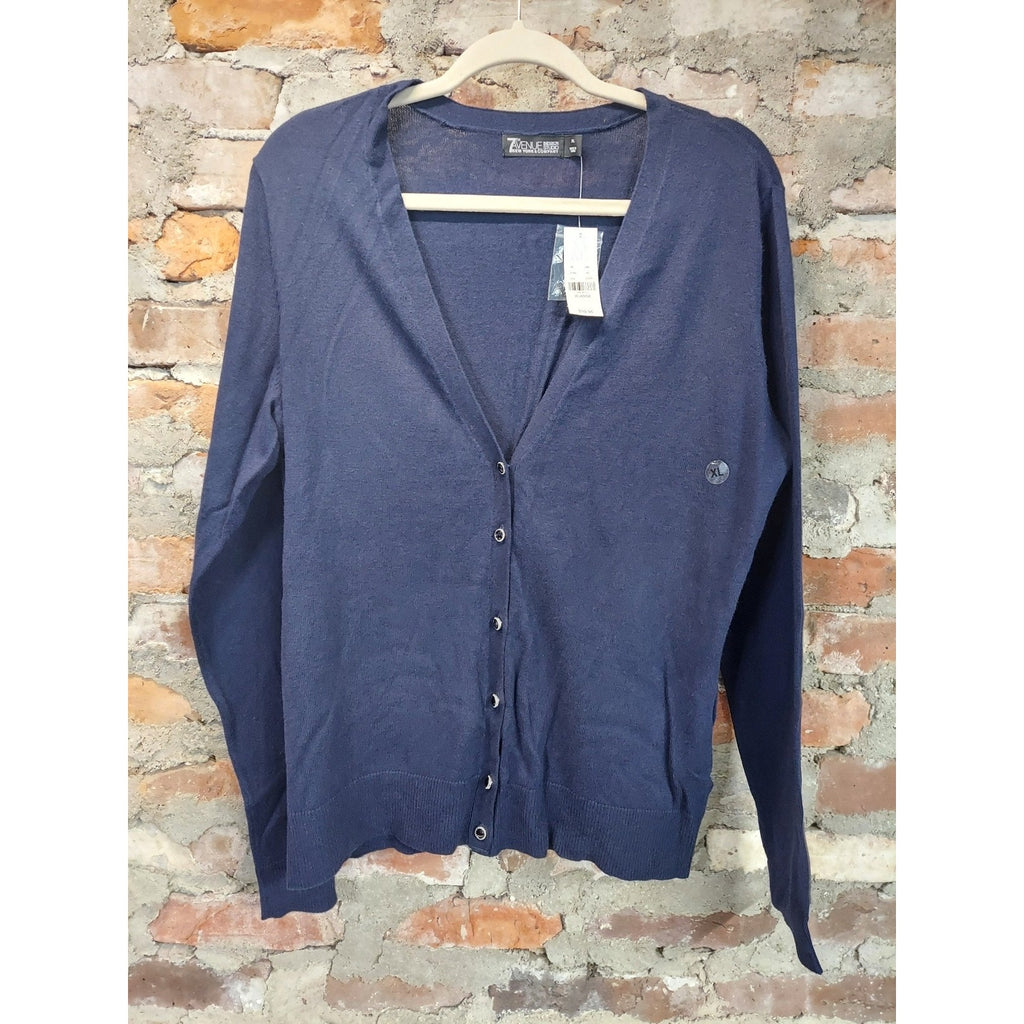 New York Company 7th Avenue Womens Cardigan XL Navy V Neck Long Sleeve Button Up