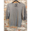ZAC & RACHEL Womens Sweater L Gray Cable Knit 3/4 Puff Sleeve Pullover Crew Neck