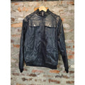 REFINERY REPUBLIC Mens Bomber Jacket L Black Faux Leather Full Zip Ribbed