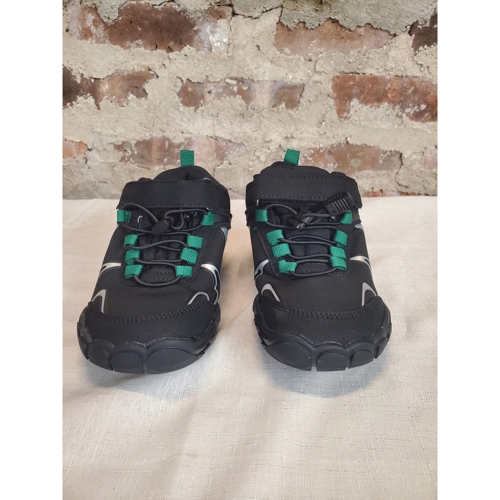 Kids Sneakers Shoes Boots US 12 Black Green Slip On Adjustable Strap Barefoot