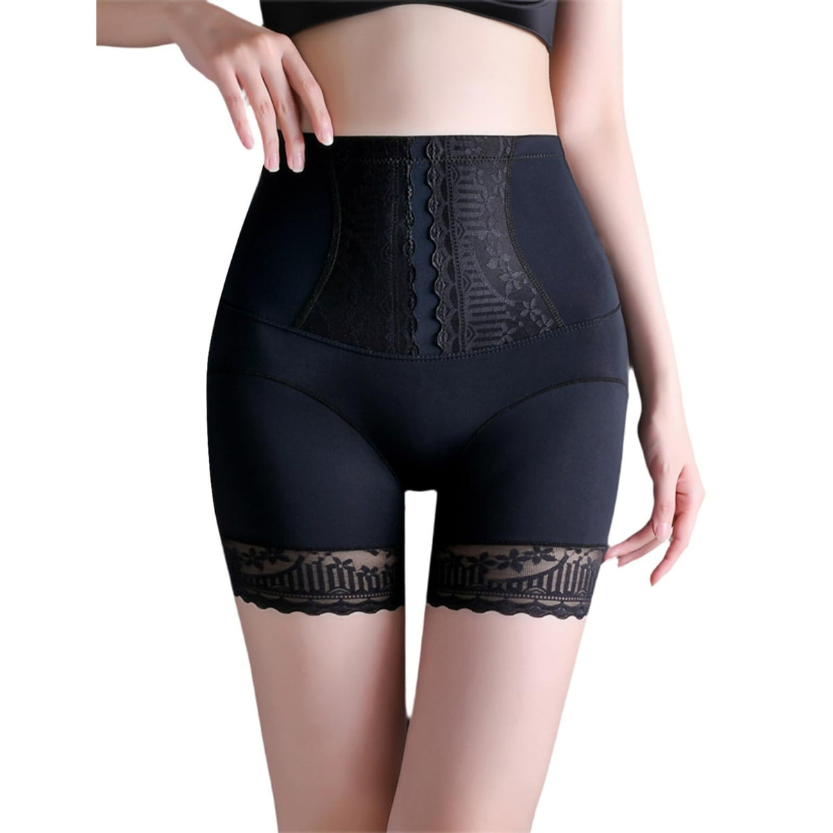 Caintima Womens Shapewear High Waisted Tummy Control Panties XXL Black Lace Trim