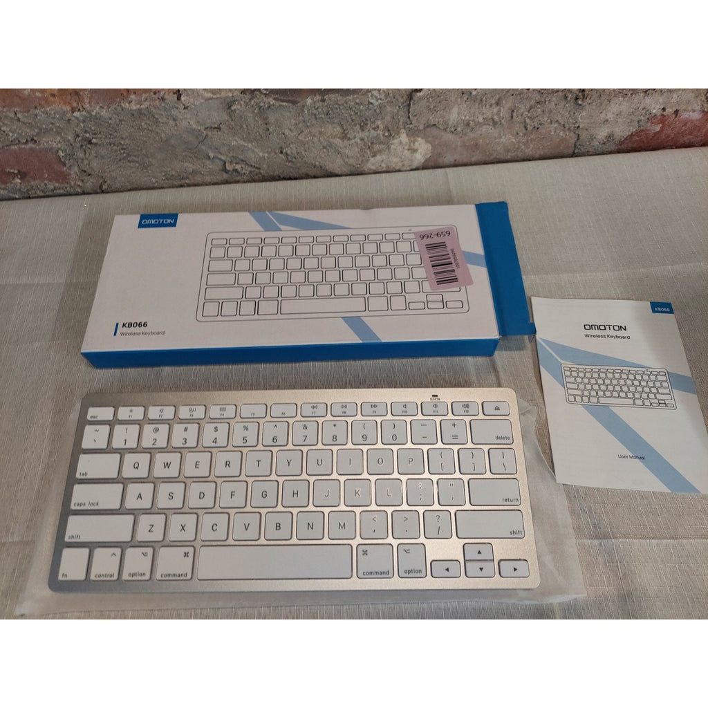 OMOTON Wireless Keyboard KB066 Bluetooth Slim Windows Mac iOS Android Silver