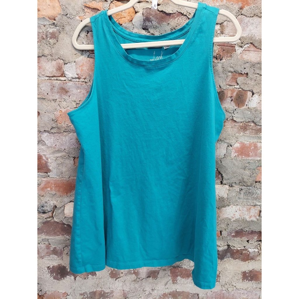 LOGO Lori Goldstein Womens The Tank Top Size 1X Teal Blue Sleeveless