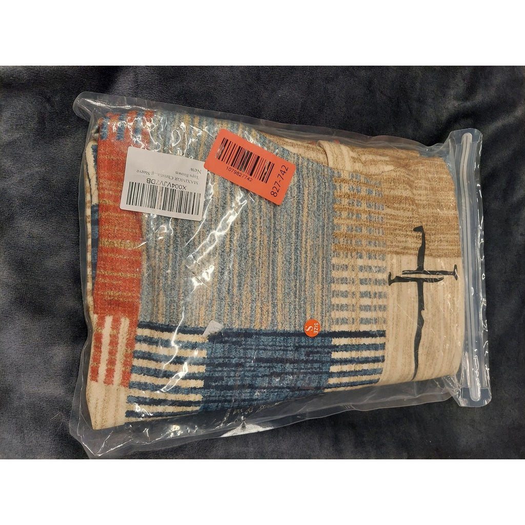Womens Hoodie Pullover Sweatshirt S Small Multicolor Patchwork Cross Graphic