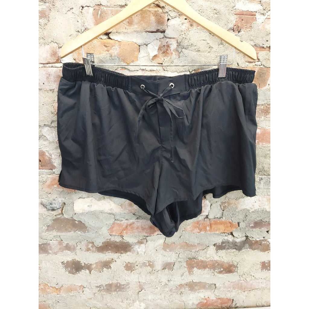 Bal Harbour Swim Womens Swim Shorts Size 1X Black Board Shorts Beach Pool