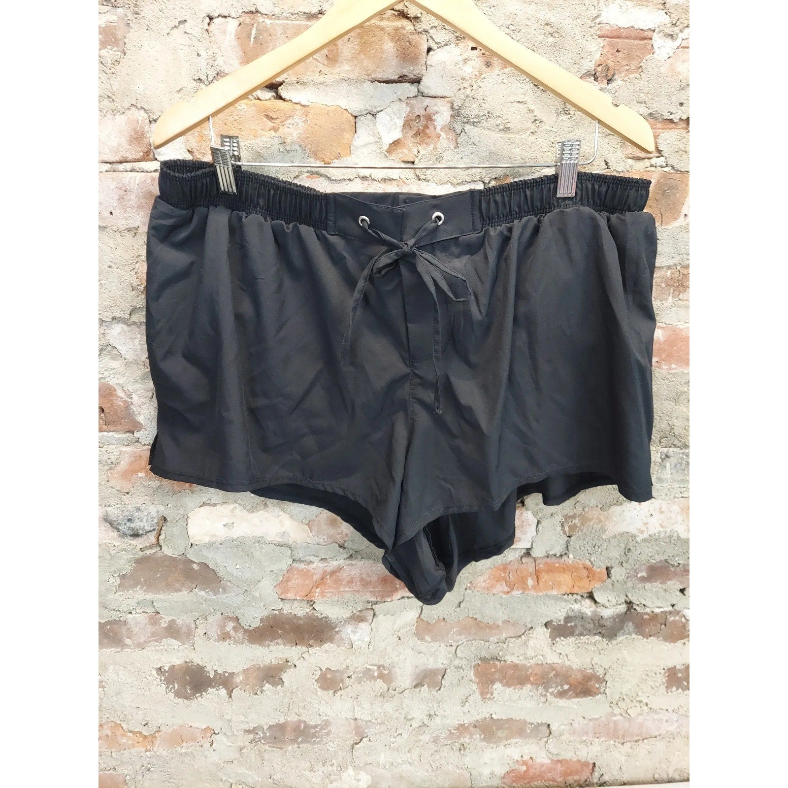 Bal Harbour Swim Womens Swim Shorts Size 1X Black Board Shorts Beach Pool