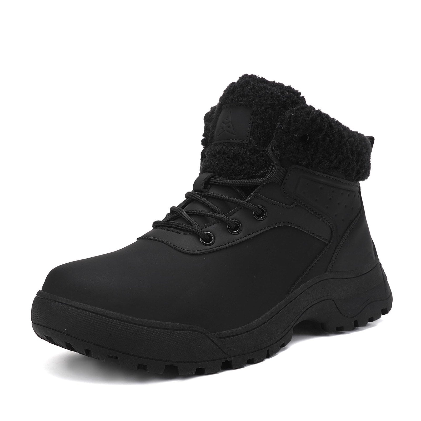 Womens Winter Snow Boots US 7 Black Faux Fur Lined Lace Up Outdoor 7035