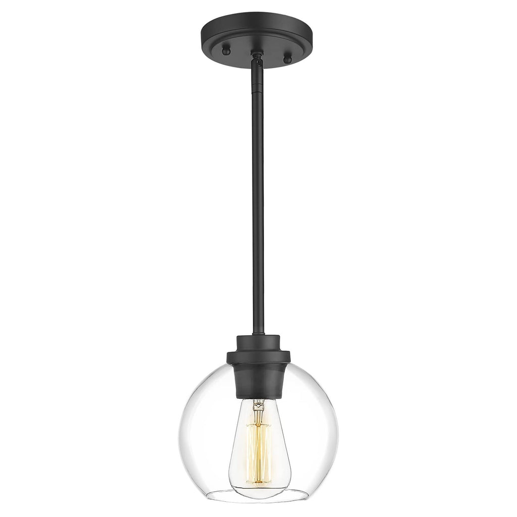 Black Modern Farmhouse Pendant Light 7 inch Clear Glass Globe Kitchen Island