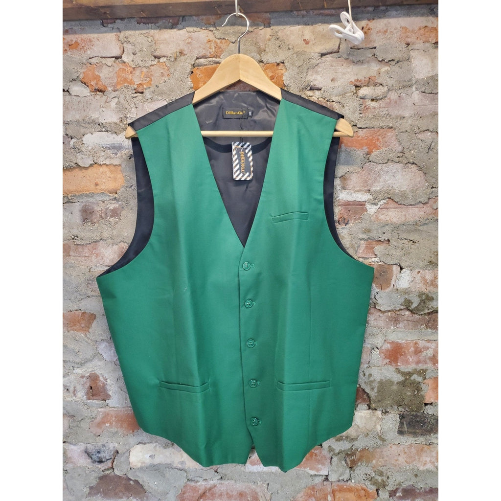 DiBanGu Mens Green Black Dress Vest XXL Formal Suit Business Wedding NWT