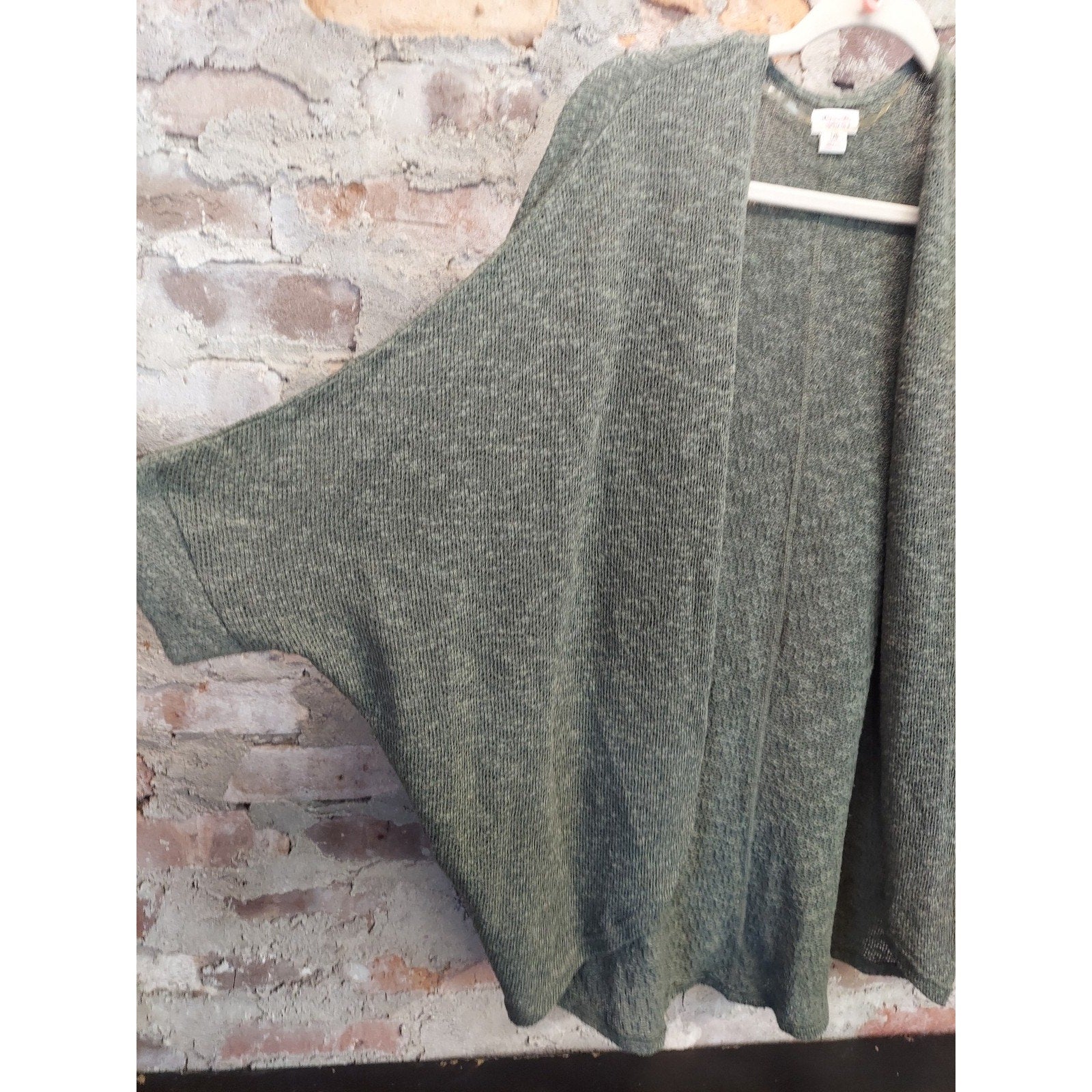 Mossimo Womens L Olive Green Lightweight Knit Open Front Batwing Sleeve Cardigan