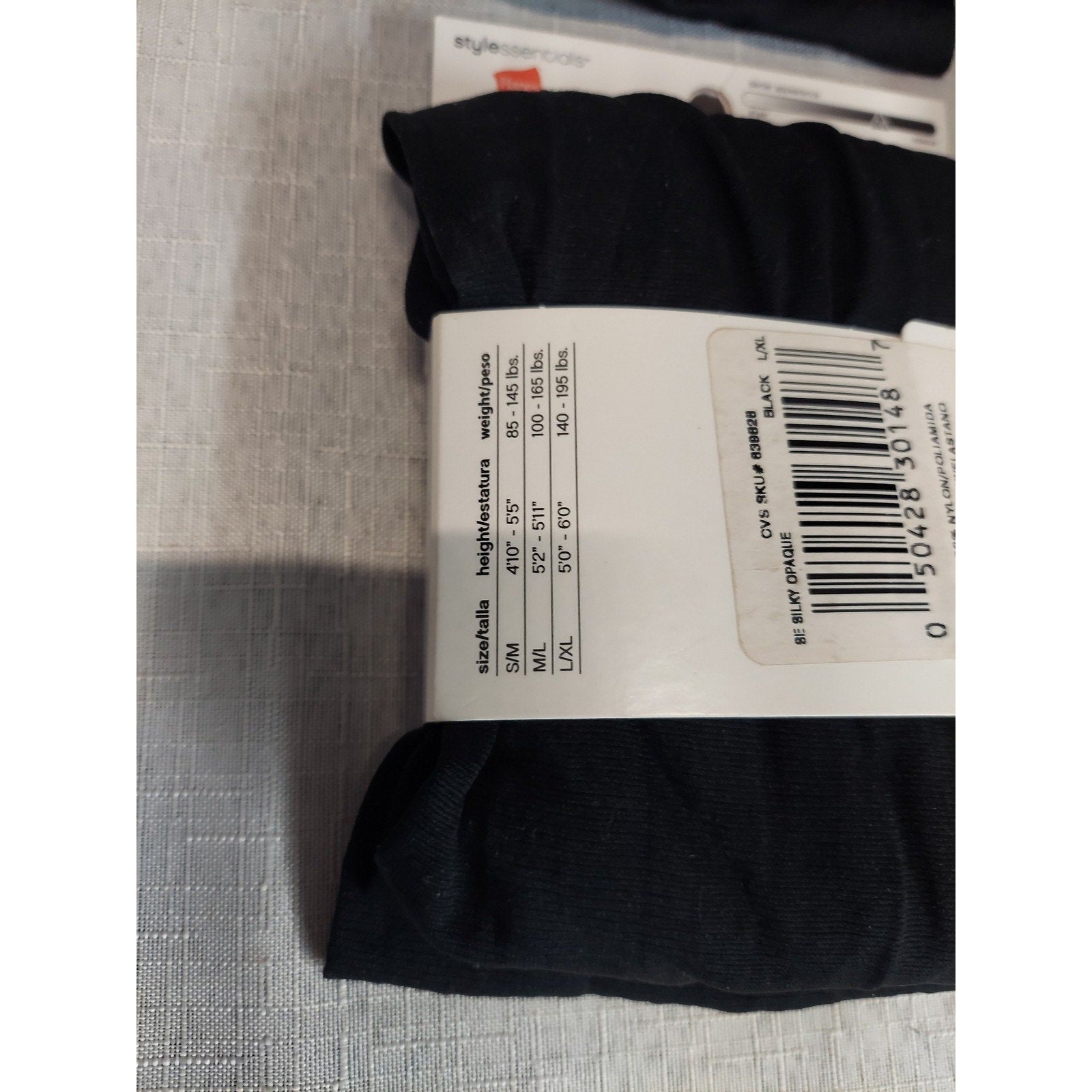 Hanes Style Essentials Silky Opaque Tights L XL Black Runway Ready Textured
